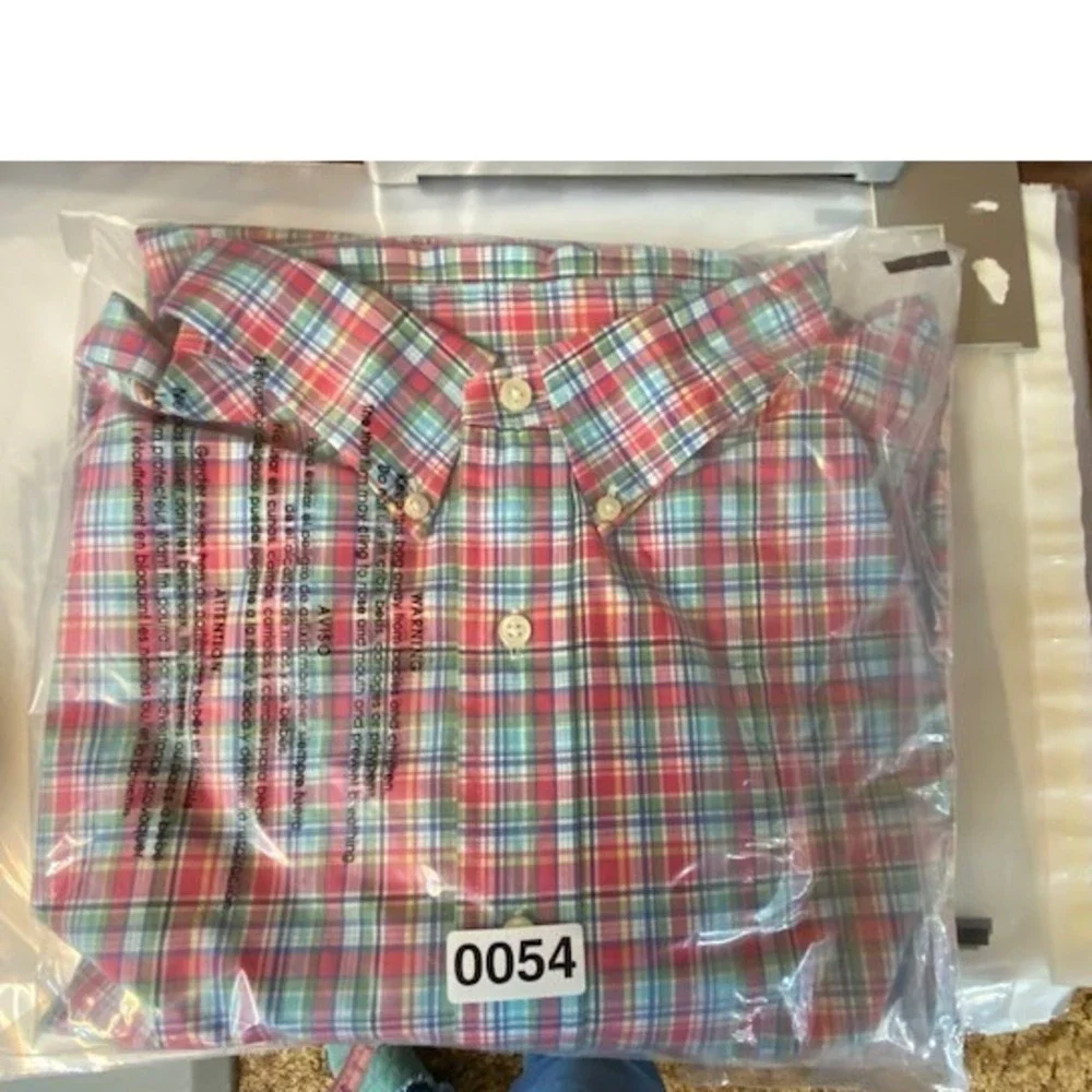 Ralph Lauren Mens 2XB Plaid Button Poplin Cotton Shirt‎ Multi Logo